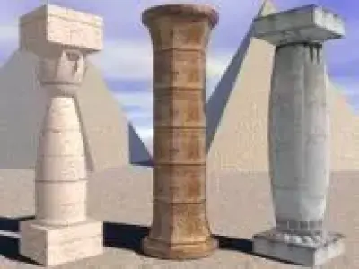 Pillars four egyptian columns Free 3D model