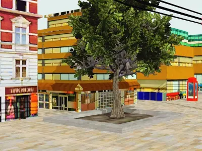 Low Poly Street  Low-poly 3D model