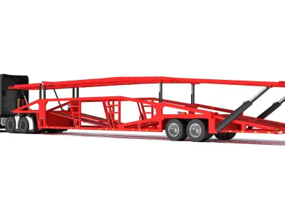 Car Hauler Transporter Trailer Semi Truck 3D model