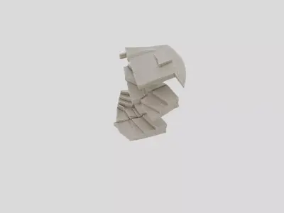 Ancient Stone Stair Ruins for 3D print Low-poly 3D model