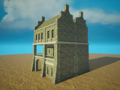 Medieval old House6-interior and exterior design Low-poly 3D model