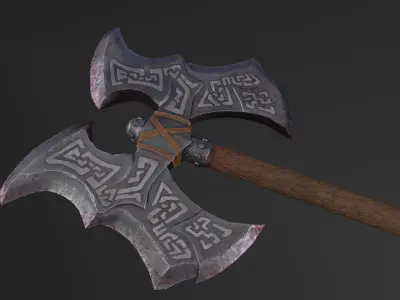 battle axe Low-poly 3D model 38