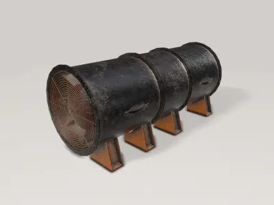Old Ventilation Fan  Low-poly 3D model