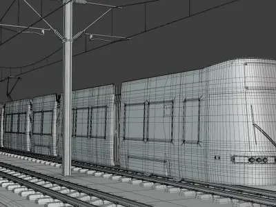 Bridge with Zurich tram 3D model