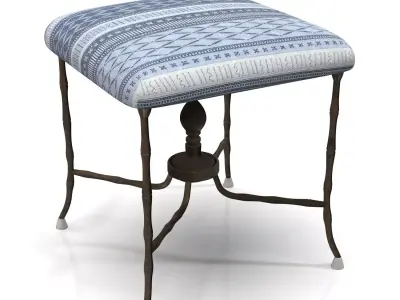 Antique Metal Stool With Seat Covered PBR 3D model