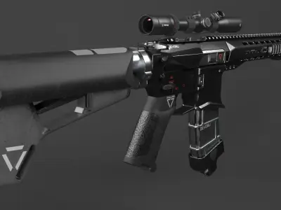 AR-15 Rifle Low-poly 3D model
