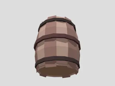 Low Poly Wooden Barrel Free low-poly 3D model