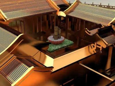 Chinese ancient courtyard  house 3D model purchase