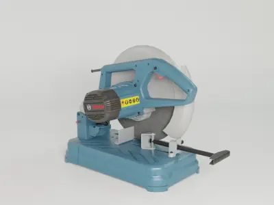 Realistic Power Tool Bosch Cut Off Saw with PBR Texture Low-poly 3D model