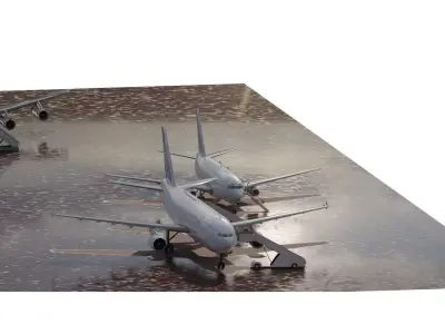  1970s AIRBUS A300  BOEING 737-200 and 707 and 727 3D model