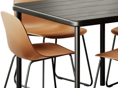 Babel D Bangi Table and Muuto Fiber Sled Base Chair 3D model
