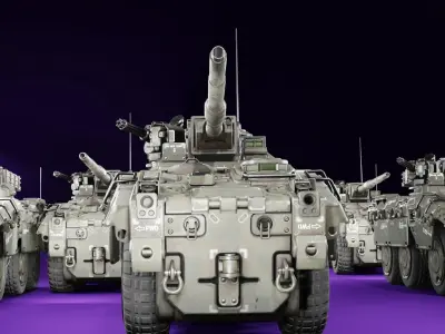 military tank low poly 3D model