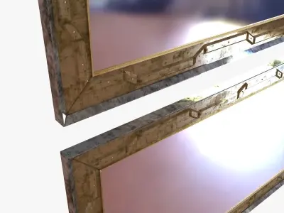 Custom made mirror in metal frame vintage style 3D model