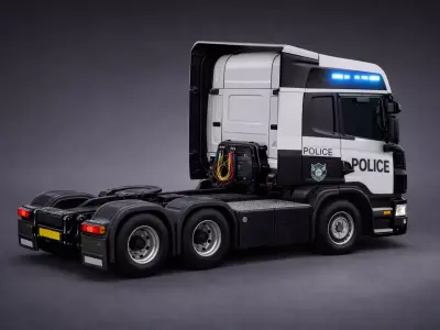 Heavy Police  Truck  3D model Low-poly 3D model