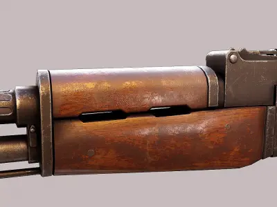 Ak47 assault riffle gun realistic pbr  ready 3d model  Low-poly 3D model