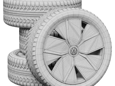 Volkswagen wheels 3D model Textured