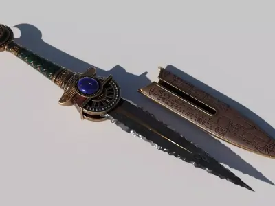 OB 02 Egyptian Necromancer Kit - 02 - Flintstone Dagger Low-poly 3D model