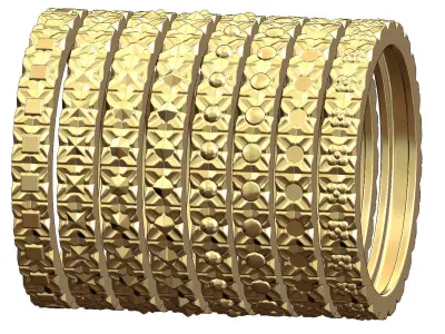 Low profile antique engraved rings 3D print model