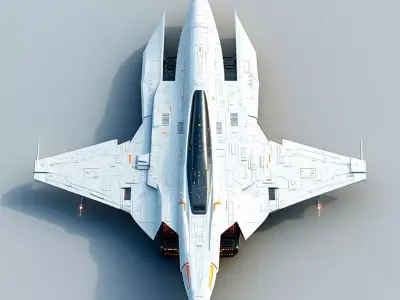 SciFi Fighter Jet 3D Model Low-poly 3D model by Objectiverse