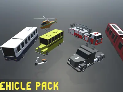 Simple Vehicle Pack Low-poly 3D model