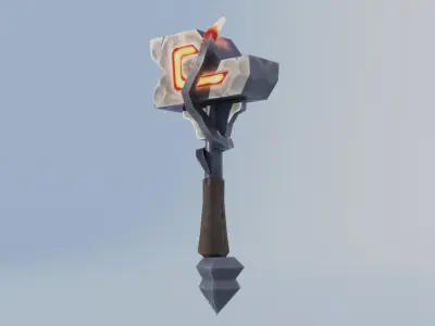 Stylized one-handed mace Low-poly 3D model