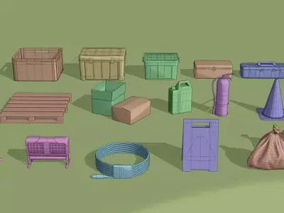 Industrial Environment Clutter Pack - Game Props Low-poly 3D model