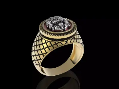 Lion Head Ring 3D print model