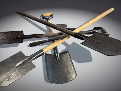 Shovel Pack Low-poly 3D model