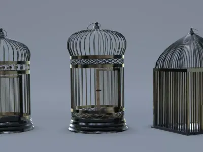 Bird cage Collection Low-poly 3D model purchase