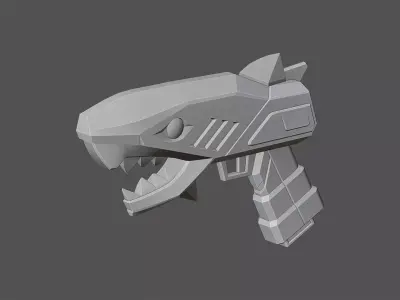 Shark Blue Pistol Game Ready 3D Model Low-poly 3D model