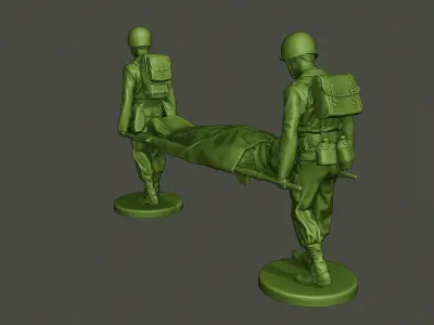 American soldiers ww2 carring stretcher A8 3D print model
