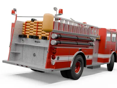 Seagrave Fire Truck Low Poly Bundle 2 3D model