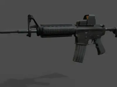 Low Poly Weapons gun with scope Low-poly 3D model