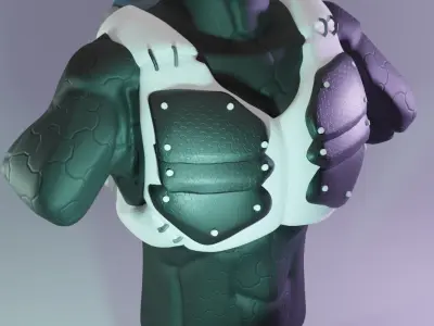 Sci-fi themed bag with armored vest Low-poly 3D model