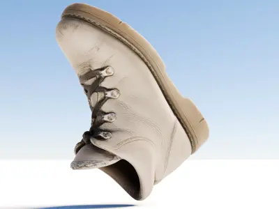 Scanned Leather boots Low-poly 3D model