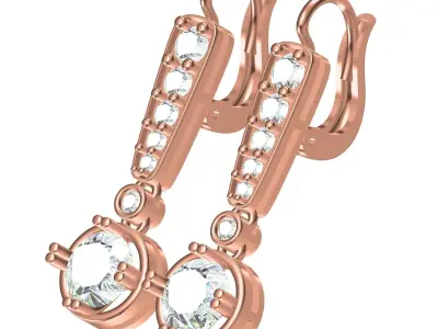 Simple Round Diamond Hoop Earring 3D print model