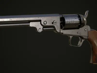 Western Revolver Low-poly 3D model
