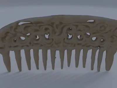 Carved Bone Comb 3D model