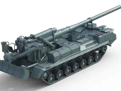 2S7 Pion Self Propelled Heavy Artillery  Low-poly 3D model