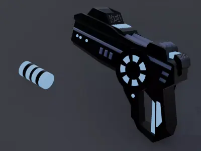 F96 Futuristic Revolver Low-poly 3D model