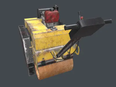 Mini Road Roller Low-poly 3D model