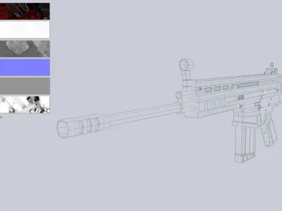 FN SCAR Red Dragon Low-poly 3D model