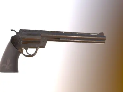Revolver Low-poly 3D model 14