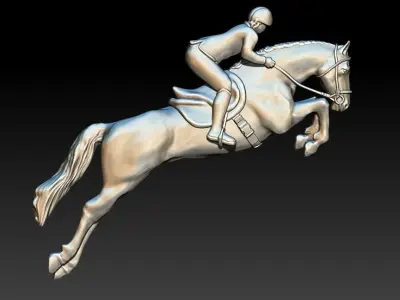 Horse equestrian rider jumping on 3D print model