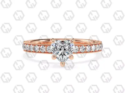 Ring 21Heart shape milgrain pave set with Gems 3D print model