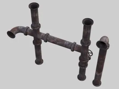 Industrial Pipes 1A Low-poly 3D model