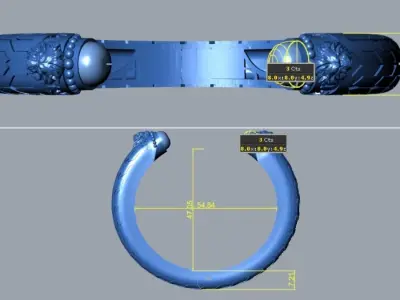 Halcyon Lion Head Torque Bangles Bracelet B 13 3D print model