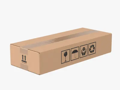Cardboard Box 50x20x10 Closed 3D model