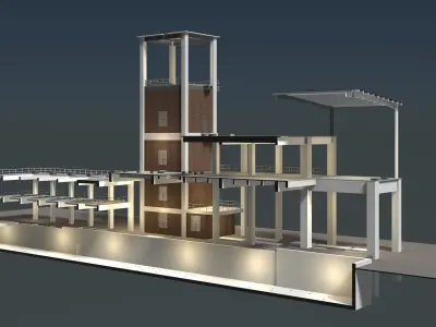 Industrial building in section cut 25i08 3D model