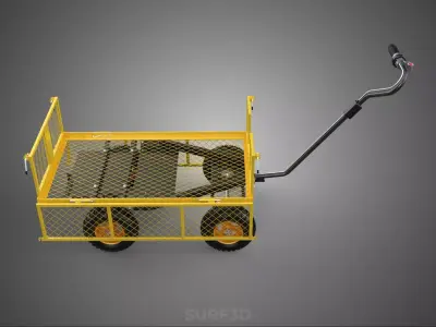 ELECTRIC REMOVABLE MESH SIDE PANEL BED TUB CART WAGON TROLLEY 4W 3D model